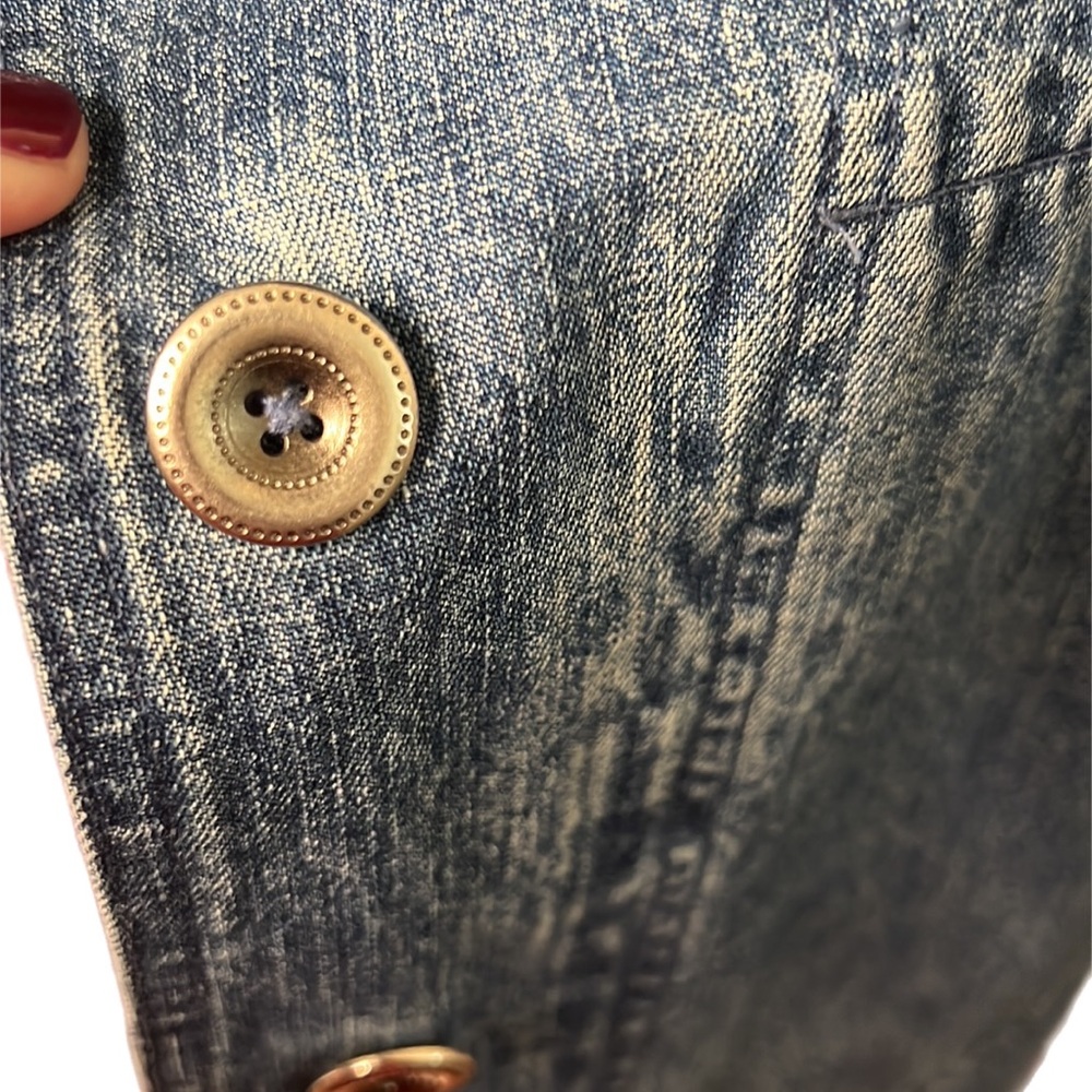 Vintage Nordstrom Denim Full Length Trench Coat L - Picture 7 of 14